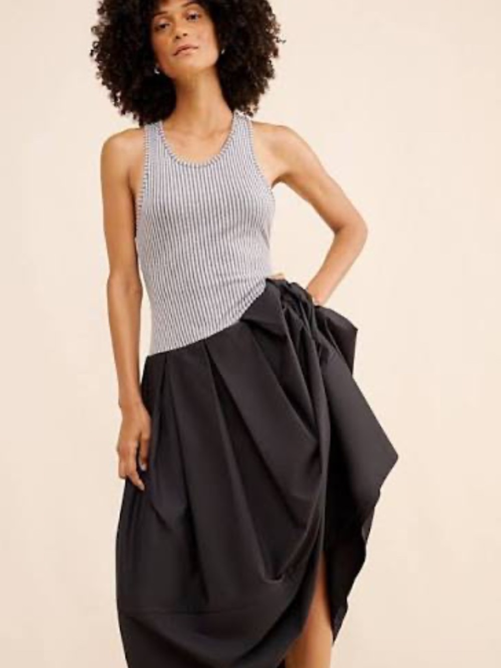 Free People Ribbed Mixed Drops Of Venus Midi Dress Size XL NWT